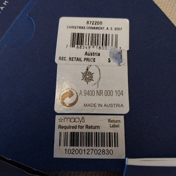 Swarovski Crystal 2007 Annual Snowflake Star Christmas Ornament - Picture 4 of 6